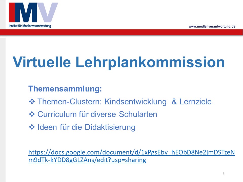 Virtuelle Lehrplankommission by IMV